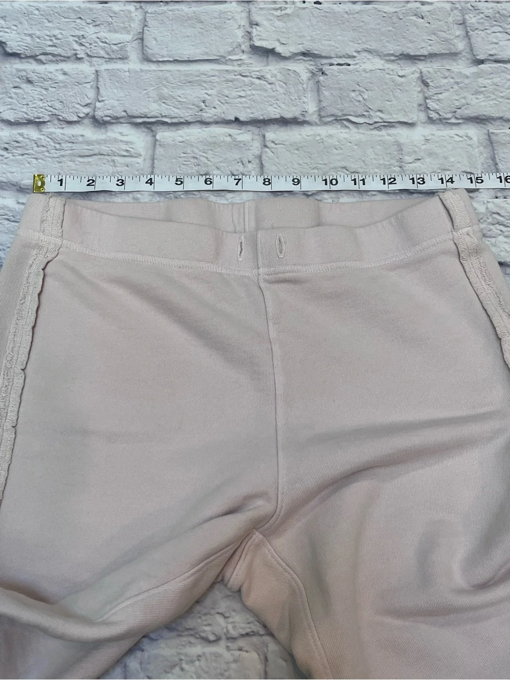 Frank & Eileen Bella Italian Triple Fleece ankle Sweatpants beige pink petal